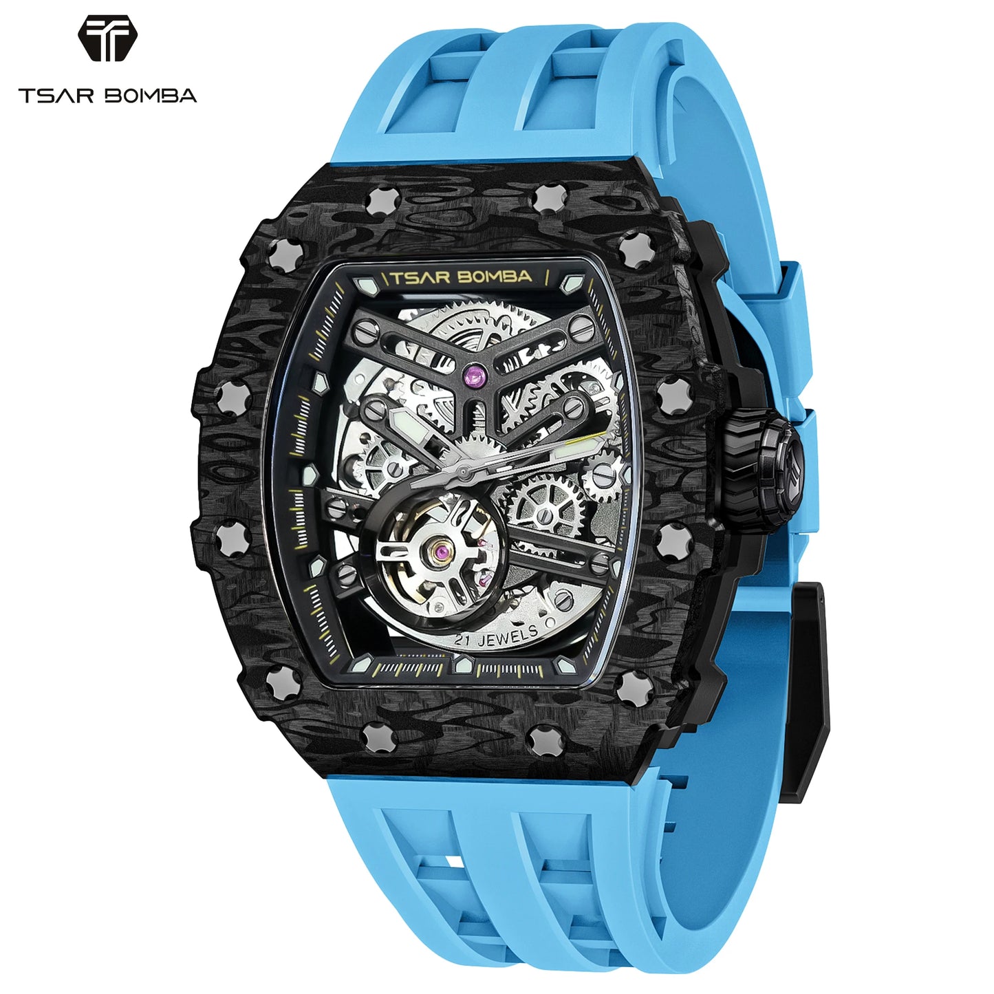 TSAR BOMBA Limited Edition Men’s Automatic Skeleton Watch, Japanese Movement, Sapphire Crystal, 50M Water Resistant Luxury
