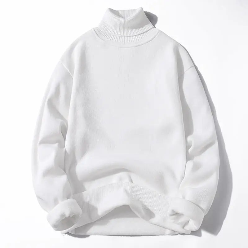 M-3XL Mens Thick Turtle Neck Jumpers Polo High Neck Roll Up Fleece Sweater Plain Color Long Sleeve Pullover Winter Clothing Tops