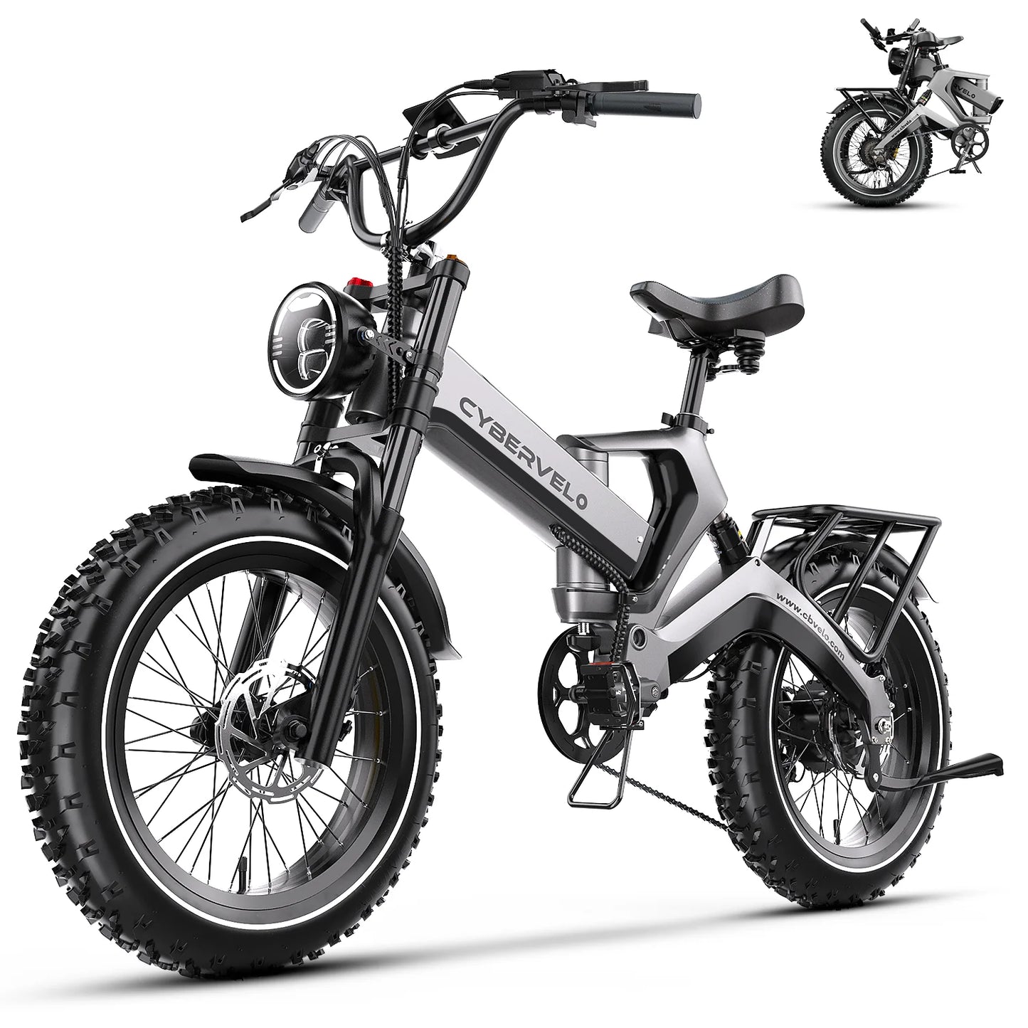 Cybervelo Luxury Folding E-bike for Adult, 2000W Peak Motor, Built-in 25Ah Removable Battery, 8-Speed Shift 20” Fat Tire EK6