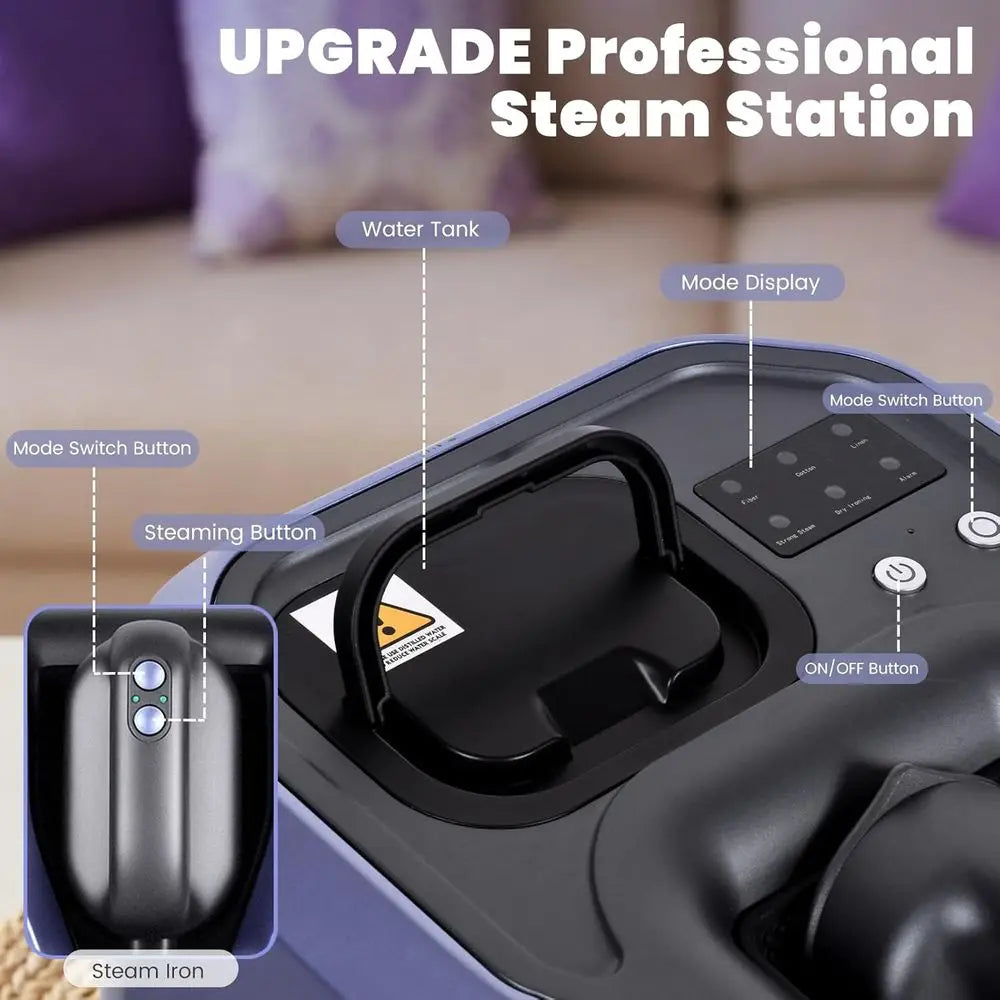 Steam Iron or Clothes with Dual Heating Technology, 2200W Proional Steam Station with Dry Ironing, Ceic Soleplate, 1.2L Removabl