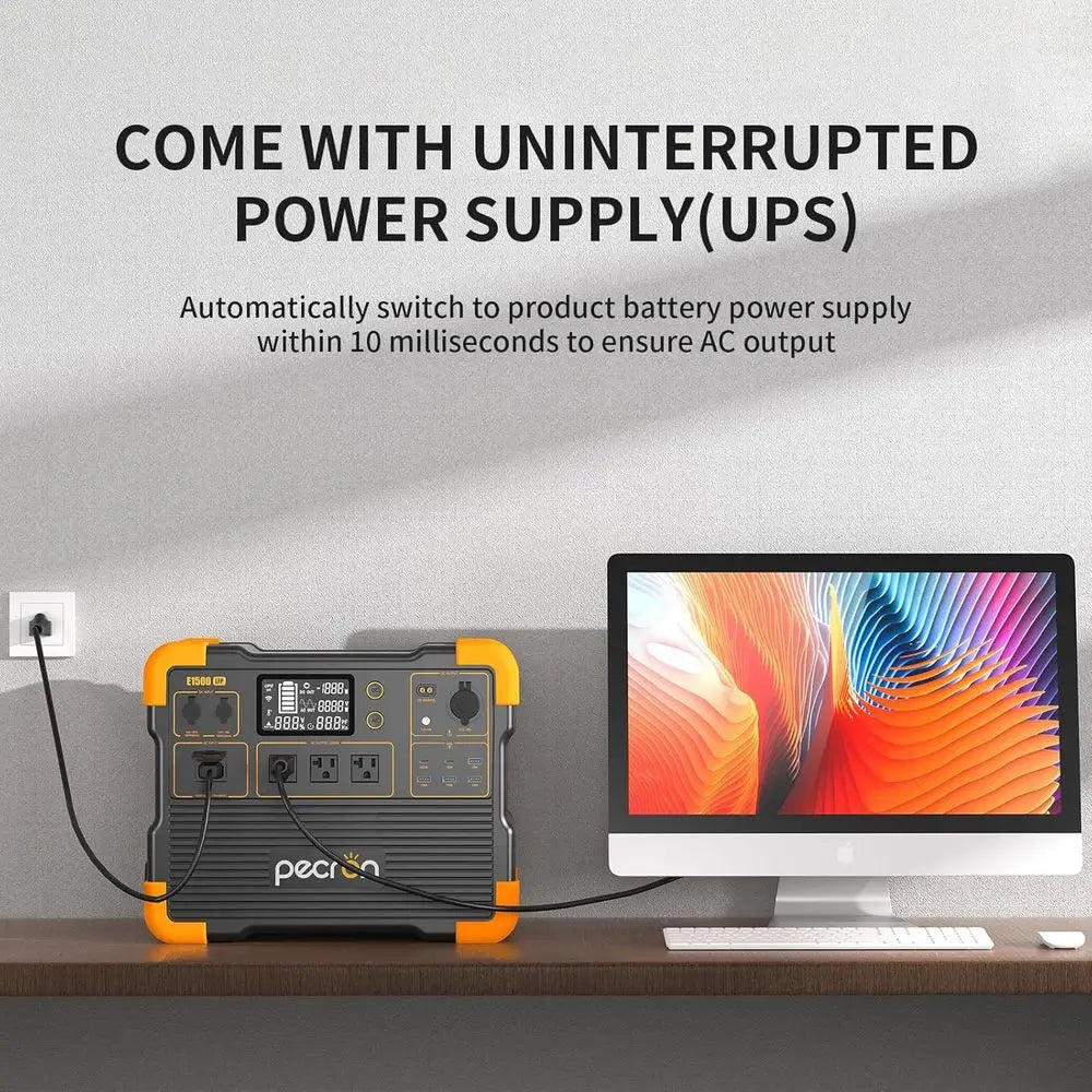 Portable Power Station, E1500LP r Generator 1536Wh, 2200W LiePO4 Battery Backup, ast Charging Power Station or Home use, RV, and