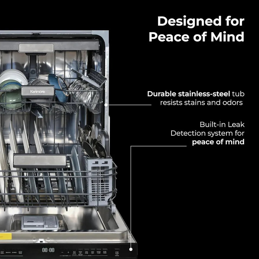 24 Built-In Dishwasher - Quiet Tub with TurboDry Leak SmartWash Soil Detection - 15 Place Settings - 49 DBA - ENERGY STAR Certi