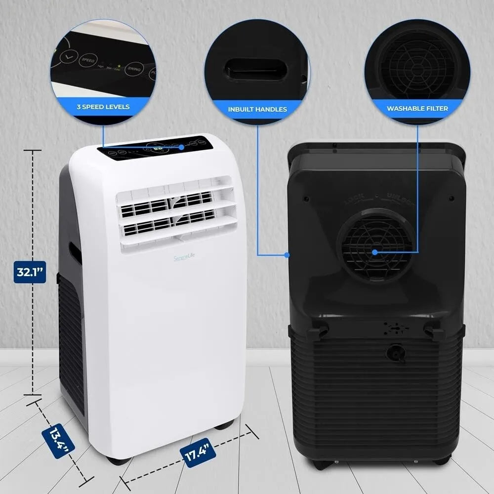 12,000 BTU Portable Air Conditioner Cool & Heat, Dehumidifier A/C Fan + Remote