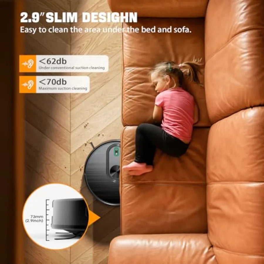 Robot Vacuum and Mop Combo 2 in 1 Robotic Vacuum Cleaner with 6500Pa Max Suction App/Wi-Fi/Voice Control Schedule Self-Charging