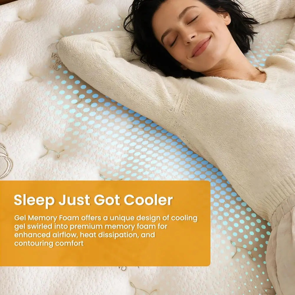 14 Inch Cashmere Hybrid King Mattress in a Box, DualSided Medium Firm amp Firm, Cooling Gel Memory Foam Mattress, Pocket Spring