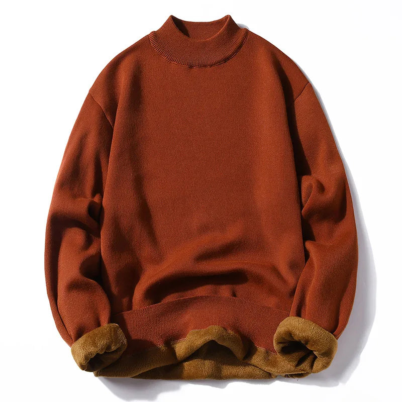 M-3XL Mens Thick Turtle Neck Jumpers Polo High Neck Roll Up Fleece Sweater Plain Color Long Sleeve Pullover Winter Clothing Tops