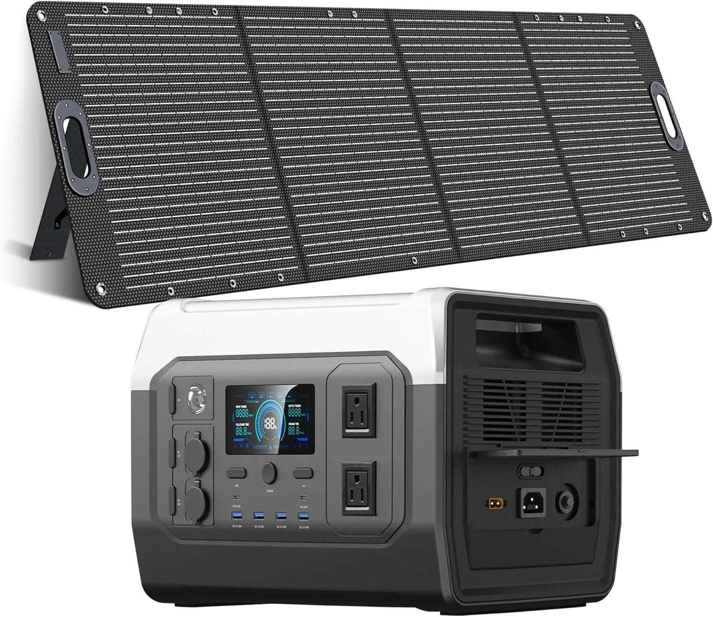 Portable Power Station with 200W Solar Panel 2X,1024Wh LiFePO4 Battery,Solar Generator for Camping, Outdoors, Travel