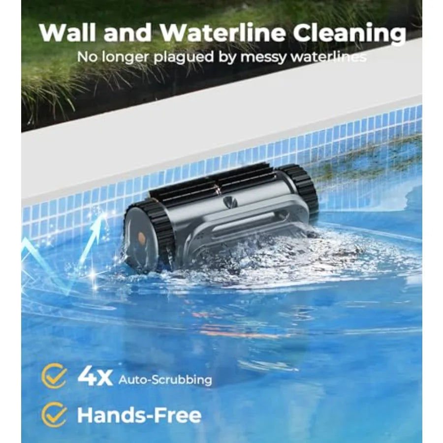 U8 Cordless Robotic Pool Cleaner Wall and Waterline Cleaning Smart Navigation Auto-Docking 150 Min Runtime Pool Vacuum Robot fo