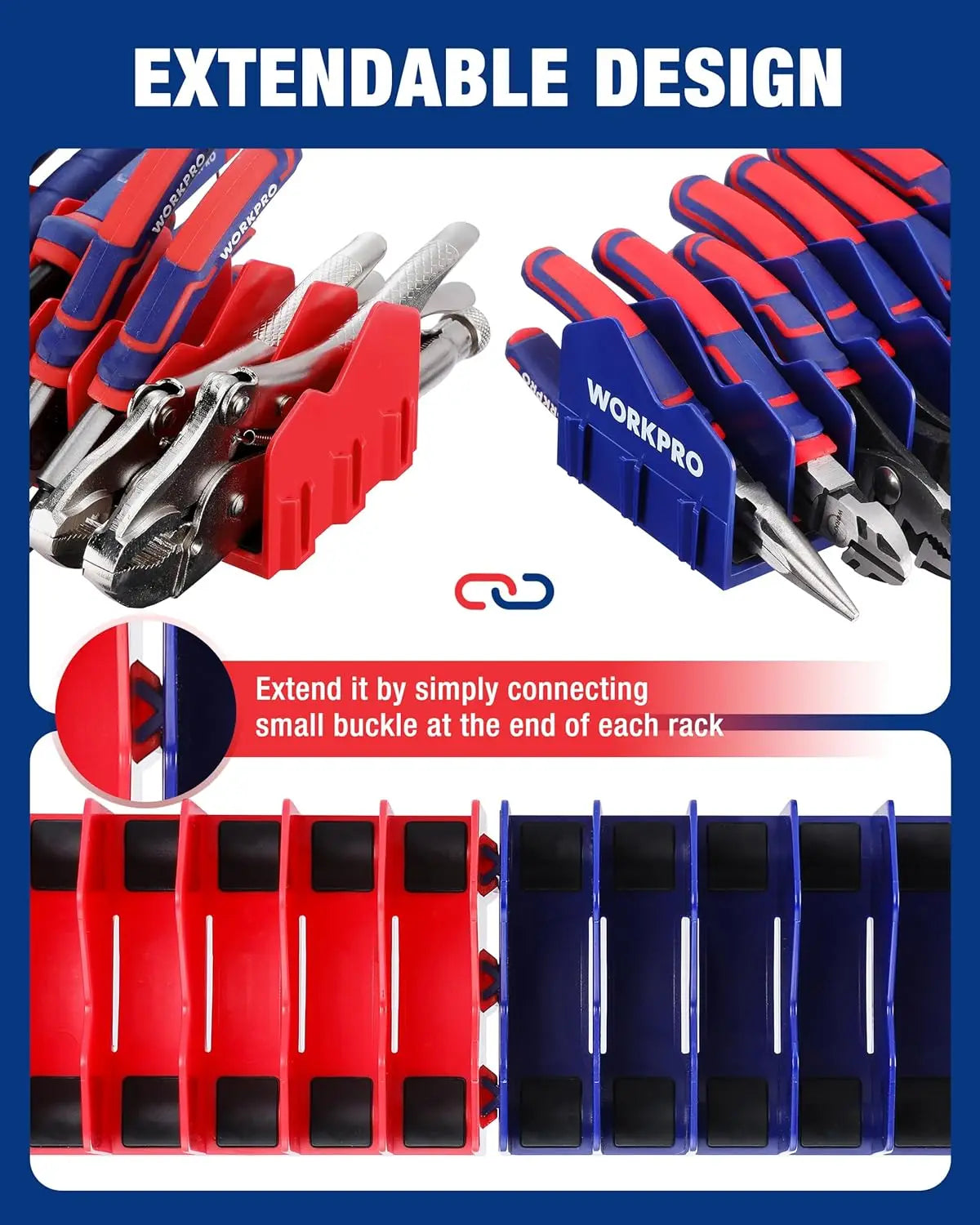4-Pack Plier Organizer Rack with Non-Slip Base, 40-Slot Tool Storage for Pliers and Hand Tools (Tools Not Included)