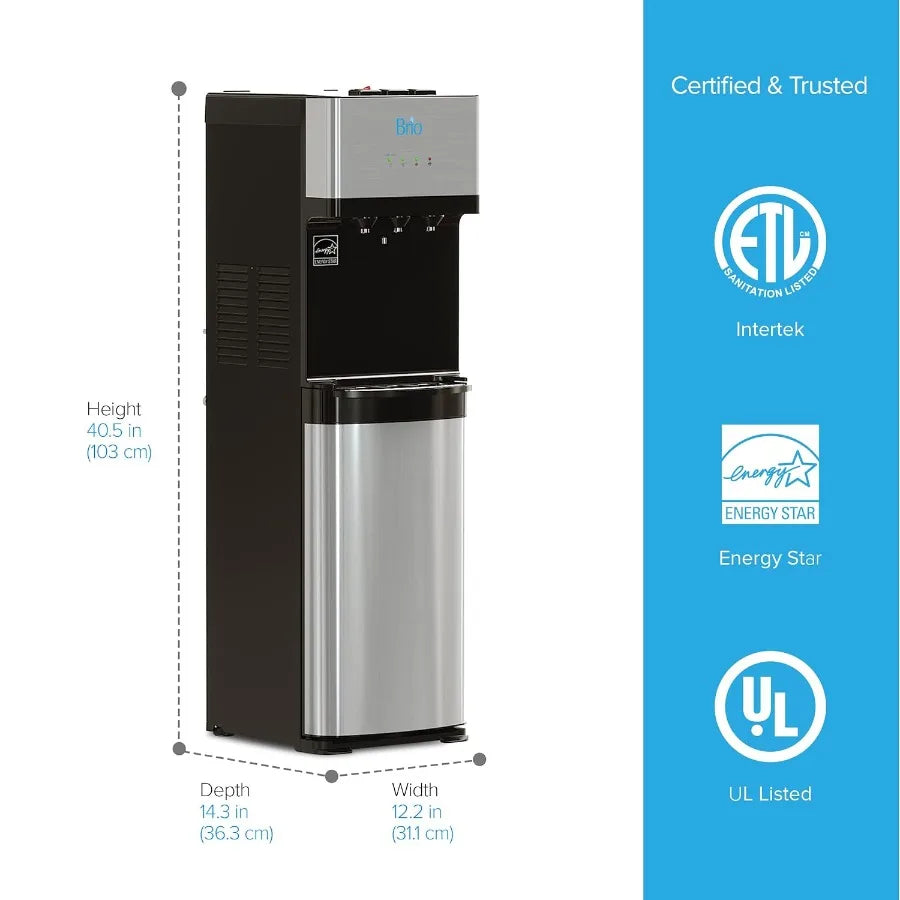 520 UV Self-Cleaning Bottleless Water Cooler Dispenser UL Certified with 2 Stage Filtration Reduces PFAS Microplastics 3 Temp H