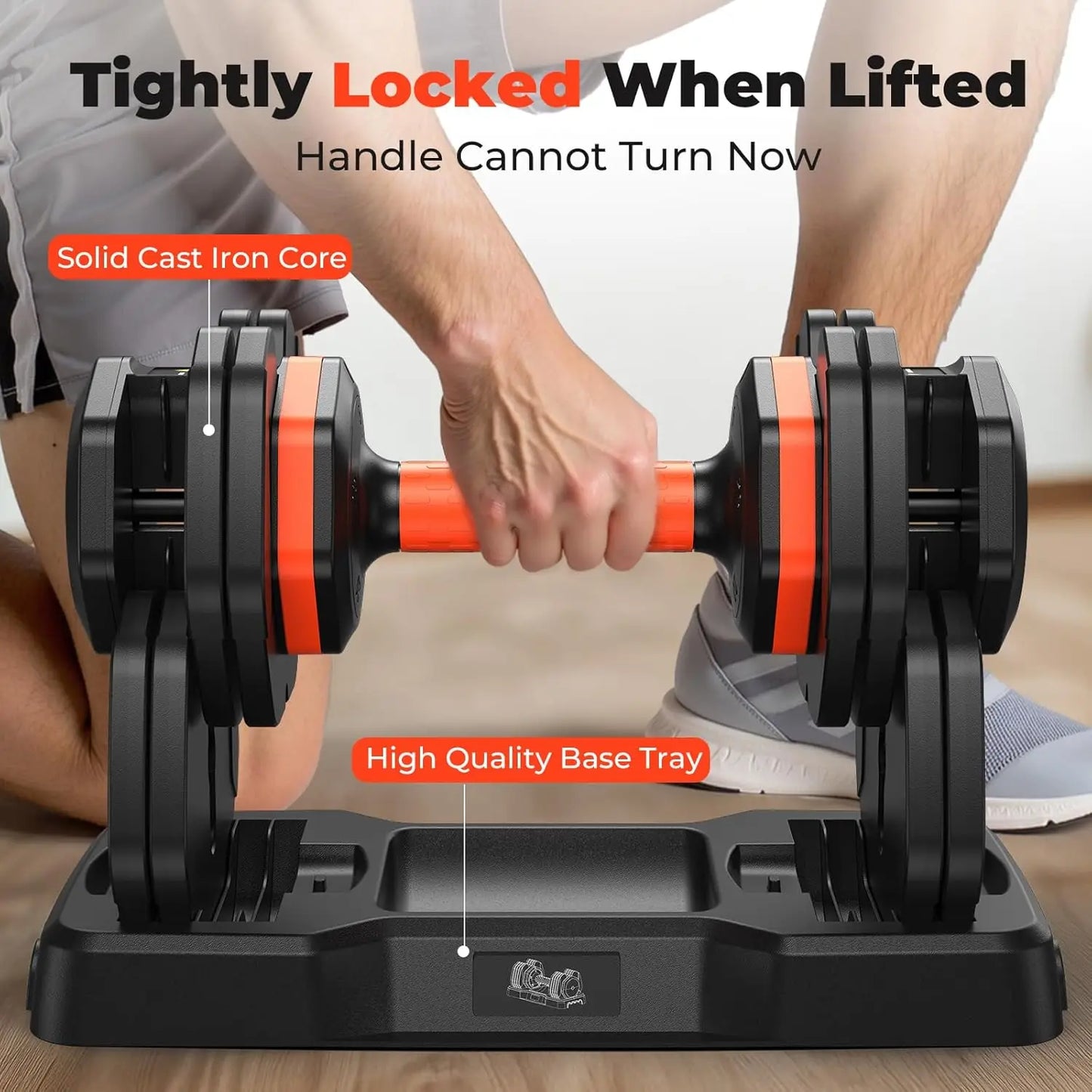 Adjustable Dumbbell Set 55LB, 5 Weight Options 15-55lbs, Anti-Slip Handle for Home Fitness Workout