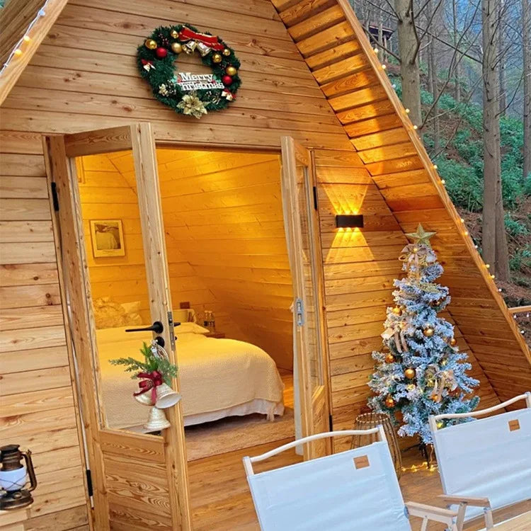 Customized Outdoor preservative wood triangle wooden house Internet celebrities can assemble small house courtyard garden