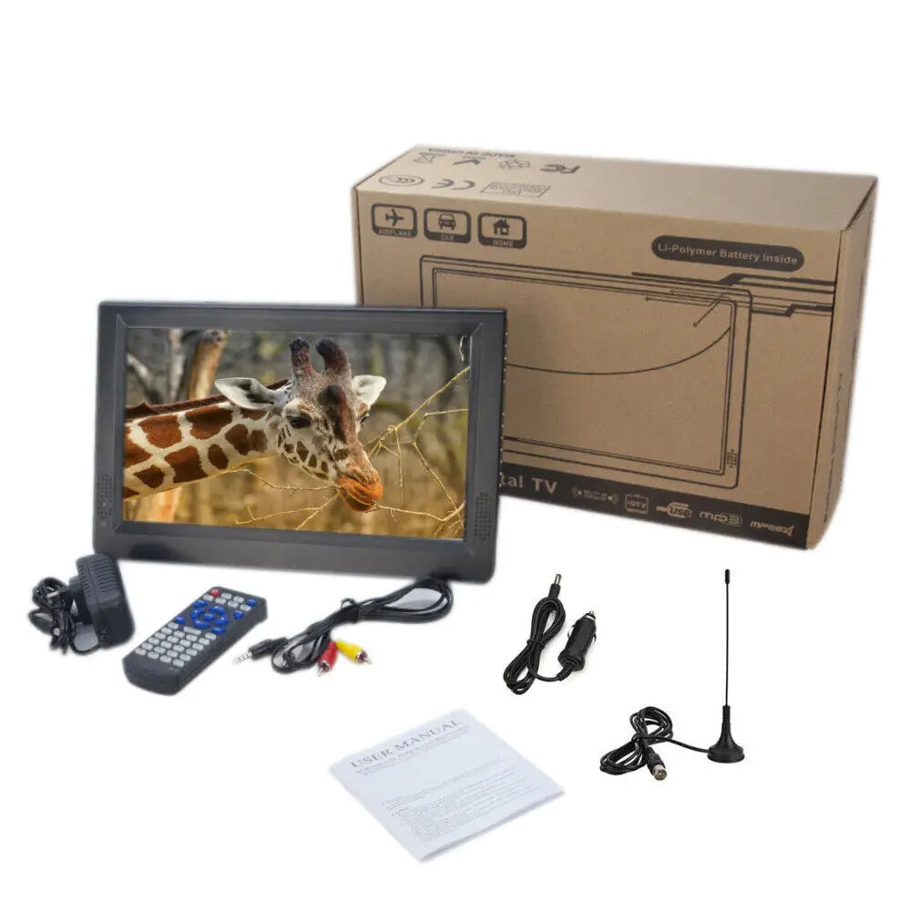 10inch Portable TV Digital Television Player 1080P HDMI Mini Car Television DVB-T/T2 ISDB-T Digital TV Support USB SD Card VGA