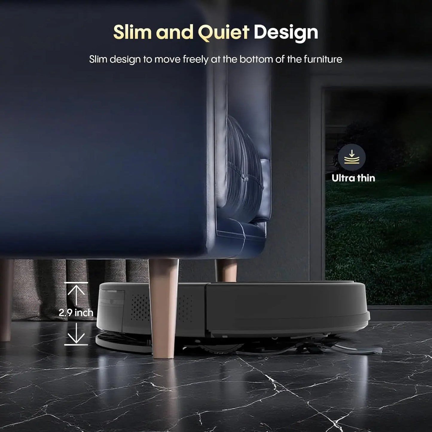 3-in-1 Robotic Vacuum Cleaner with 5000Pa Suction, Auto Recharge, App/WiFi/Voice Control for Hard Floors and Pet Hair