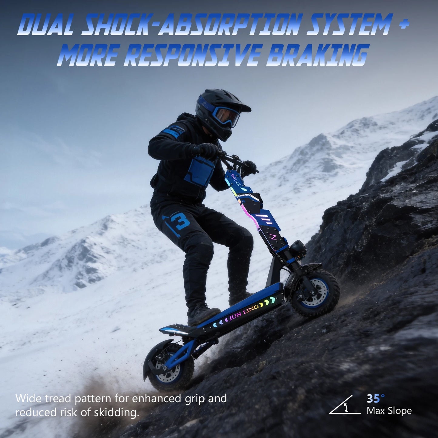 JL80 6000W Dual Motor Electric Scooter for Adults 60V30Ah Battery 40Mph Max Speed 52Mile 12‘’All-Terrain Off-Road Tire Escooter