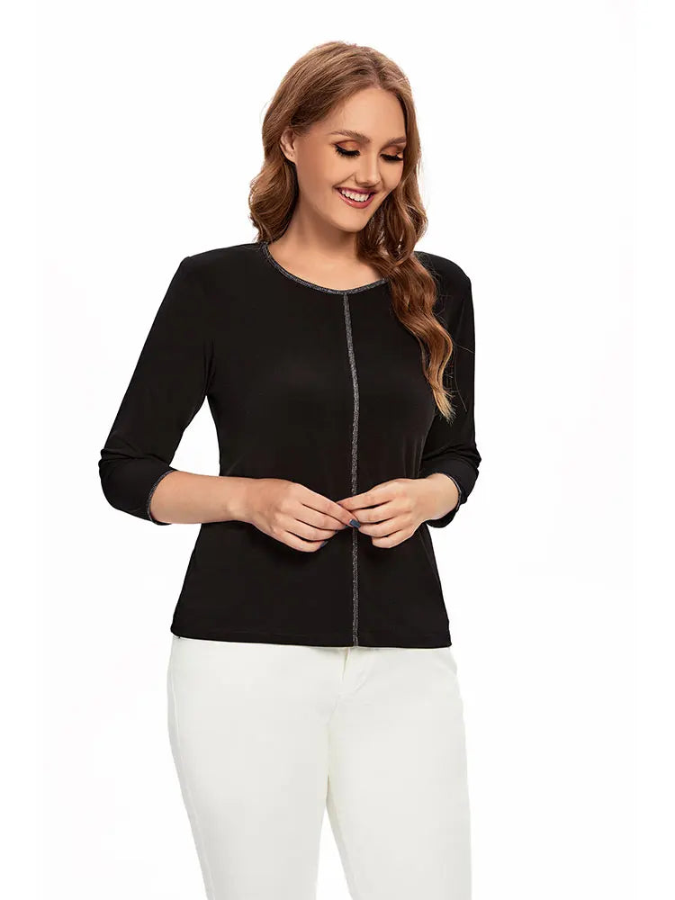 Womens plus size woven Vneck shirt belongs to the category of womens clothing