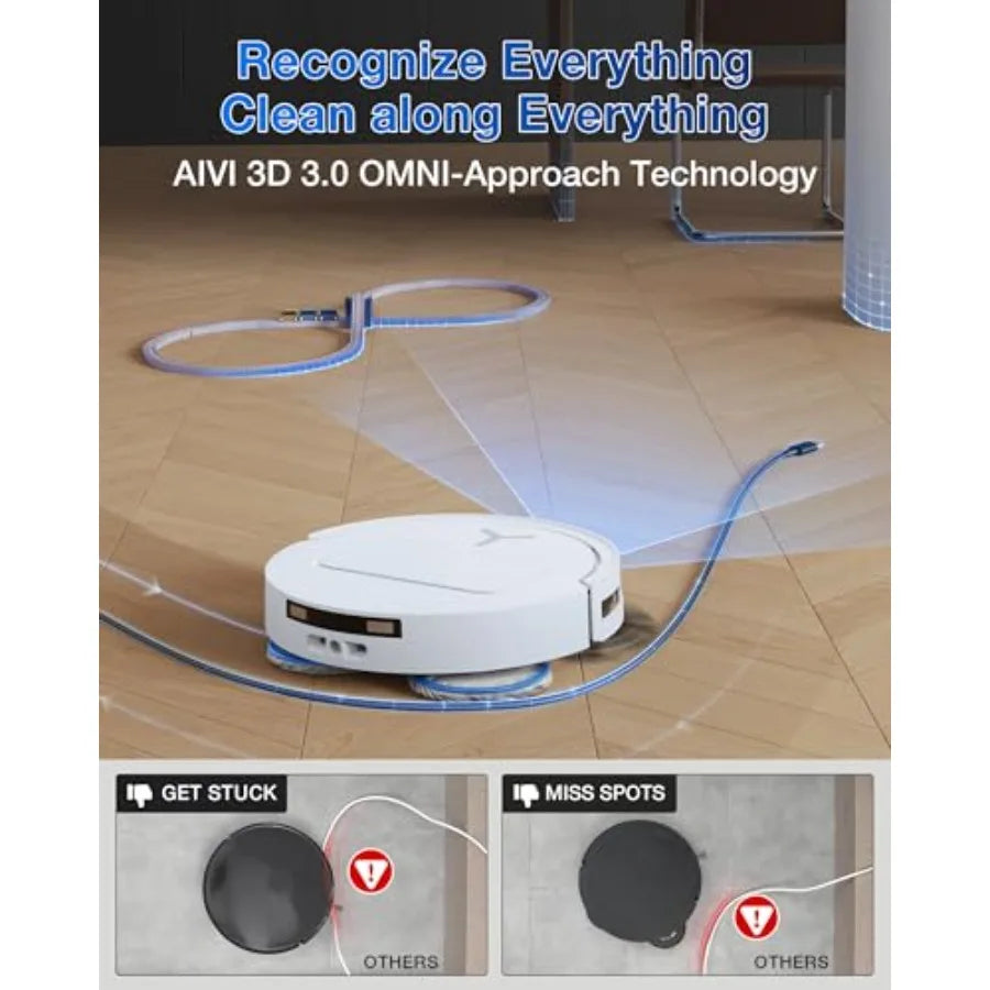 DEEBOT T50 PRO Omni Robot Vacuum and Mop 3.19 Ultra-Slim White 15 000Pa Suction ZeroTangle 2.0 TruEdge Edge Cleaning AIVI 3D Ob