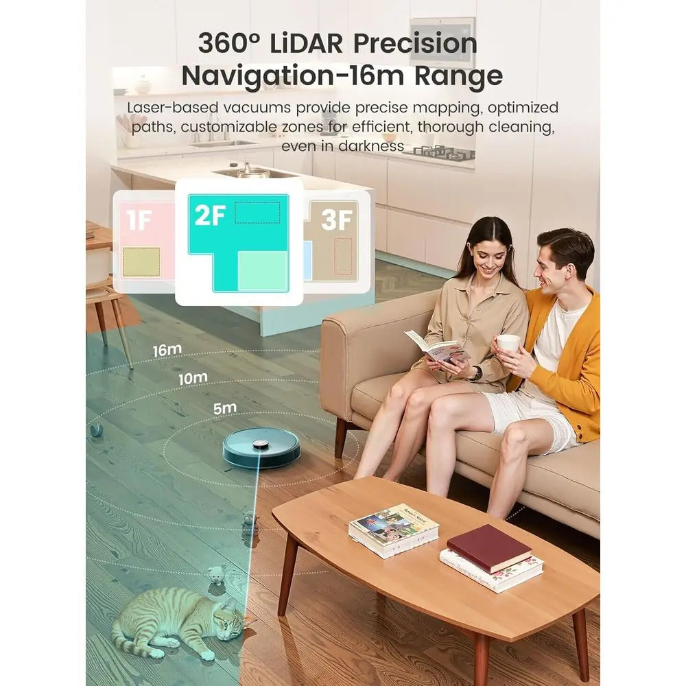 Robot Vacuum and Mop, 20000Pa Suction, Self Emptying, Auto Mop Washing & Drying for Hands-Free, Anti-Tangle Brushes, Dual Spinni