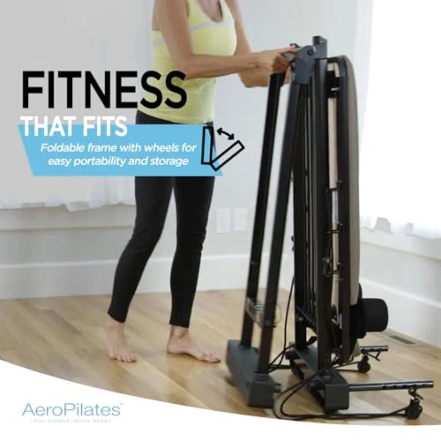 Reformer Home Workout Equipment Pilates Machine with Resistance Bands for Full-Body Fitness in Black