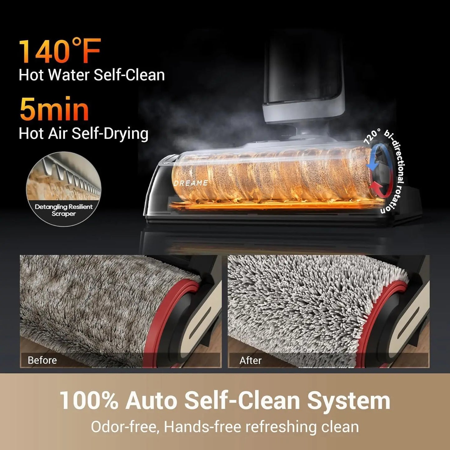 H14 dual-purpose dry wet 180 ° flat cordless vacuum cleaner with hot air