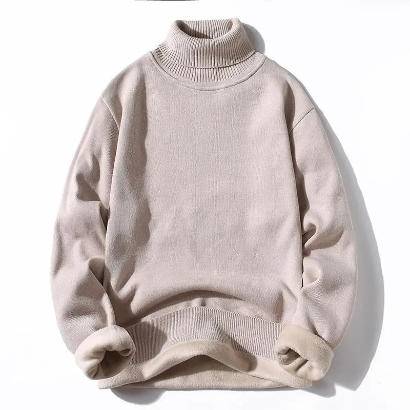 M-3XL Mens Thick Turtle Neck Jumpers Polo High Neck Roll Up Fleece Sweater Plain Color Long Sleeve Pullover Winter Clothing Tops