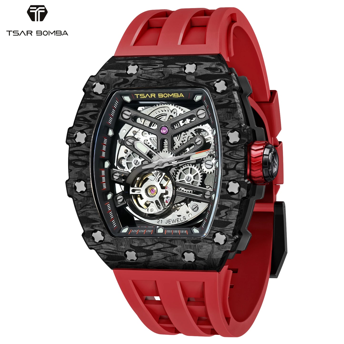 TSAR BOMBA Limited Edition Men’s Automatic Skeleton Watch, Japanese Movement, Sapphire Crystal, 50M Water Resistant Luxury