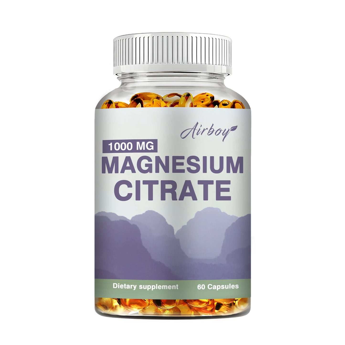 Magnesium Citrate 1000mg - Dietary Supplement for Muscle, Nerve, Bone and Heart Support - 60 Capsules