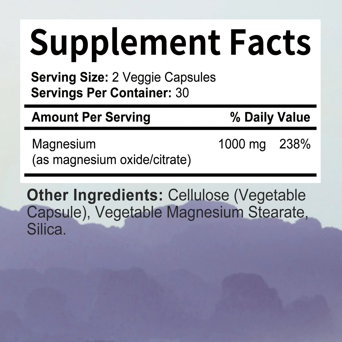 Magnesium Citrate 1000mg - Dietary Supplement for Muscle, Nerve, Bone and Heart Support - 60 Capsules