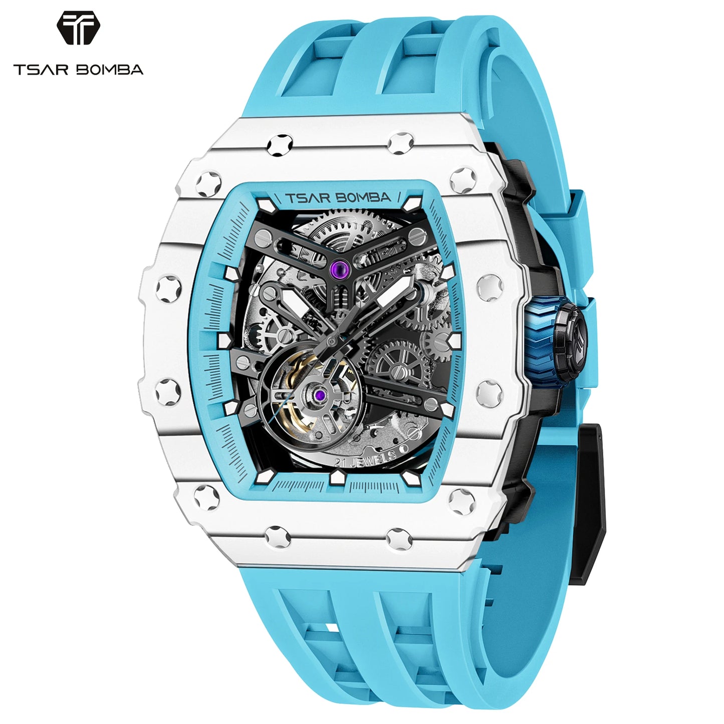 TSAR BOMBA Limited Edition Men’s Automatic Skeleton Watch, Japanese Movement, Sapphire Crystal, 50M Water Resistant Luxury