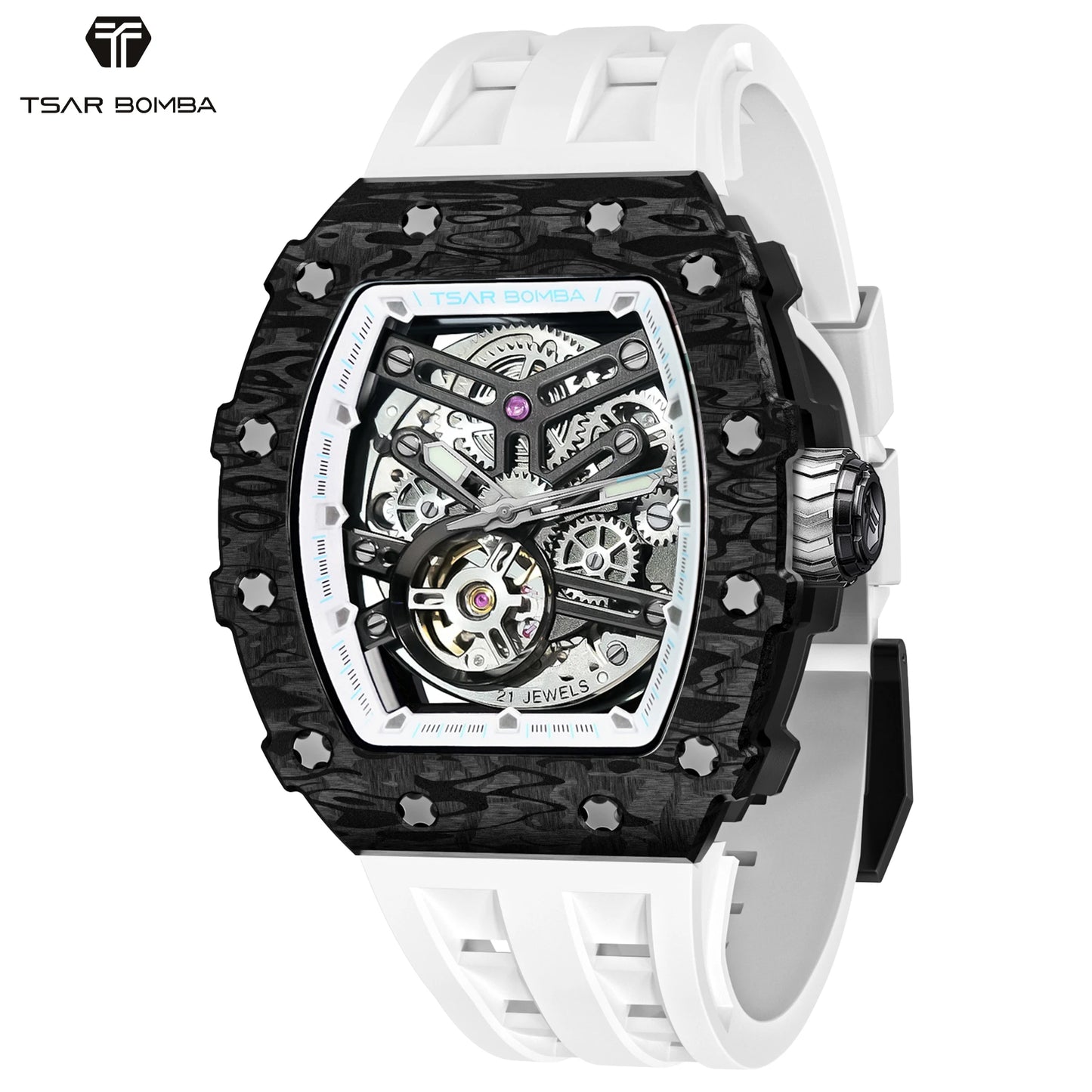 TSAR BOMBA Limited Edition Men’s Automatic Skeleton Watch, Japanese Movement, Sapphire Crystal, 50M Water Resistant Luxury