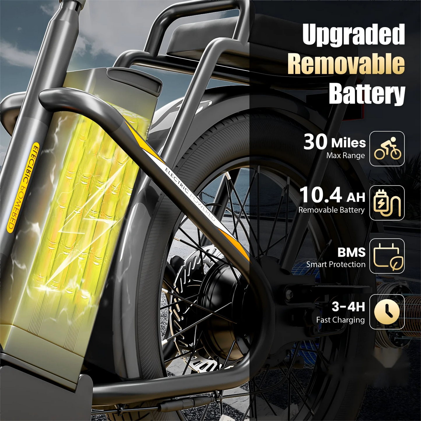 1200W Electric Scooter with Seat, 20" Fat Tire Electric Bike, 48V Battery, 30 Miles & 20MPH, Basket & Adjustable Seat