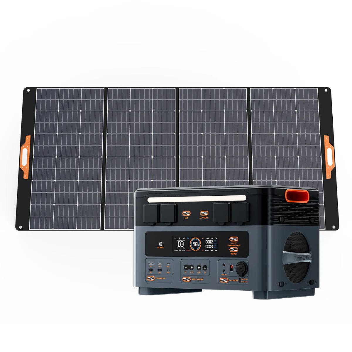 OSCAL PowerMax 2400 Portable Power Station 2400W, Solar Generator with Speakers, 16 Output, 2 Wireless Pad+ DP 100W,RV Camping