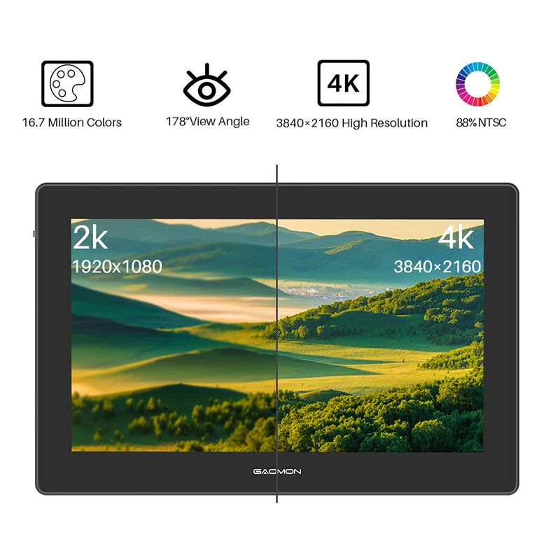 GAOMON PD1621 Graphics Tablet Monitor 15.6 Inch Drawing Display 4K IPS Touch Screen With Leather Stand