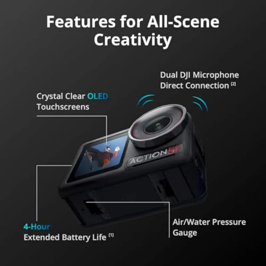Osmo Action 5 Pro Adventure Combo with 64GB microSDXC Card - Waterproof Action Camera with 1/1.3 Sensor 4K/120fps Video Ideal f