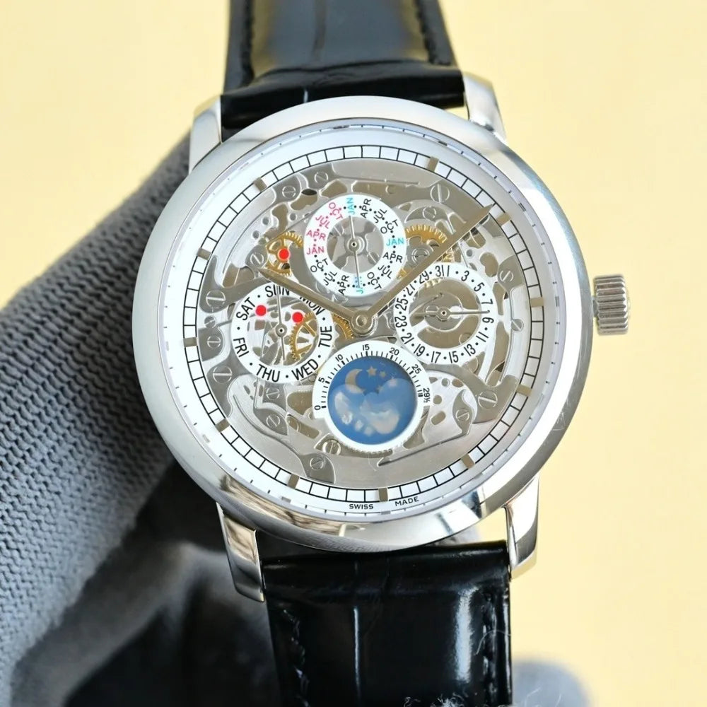 VC Top Brand Reissue Watch with Versatile Case and Moon Phase Design for Men