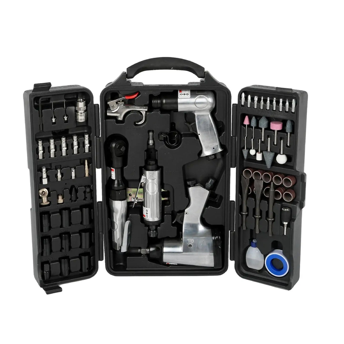 Complete Air Tool Set with Pneumatic Hammer Ratchet and Grinding Kit for Garage Workshop and Vehicle Repair