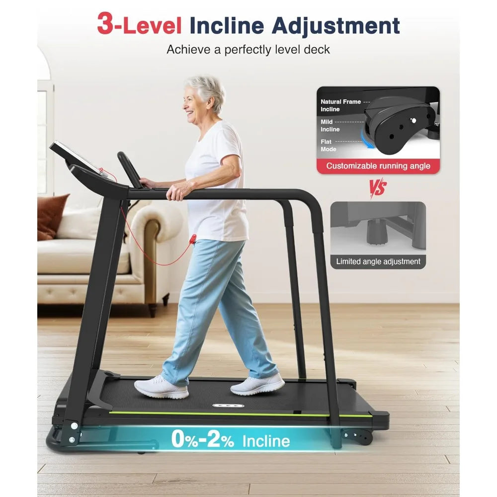 Walking Treadmill with Long Handrail for Balance, Recovery Fitness Exercise Machine Foldable for Home use with, Customized