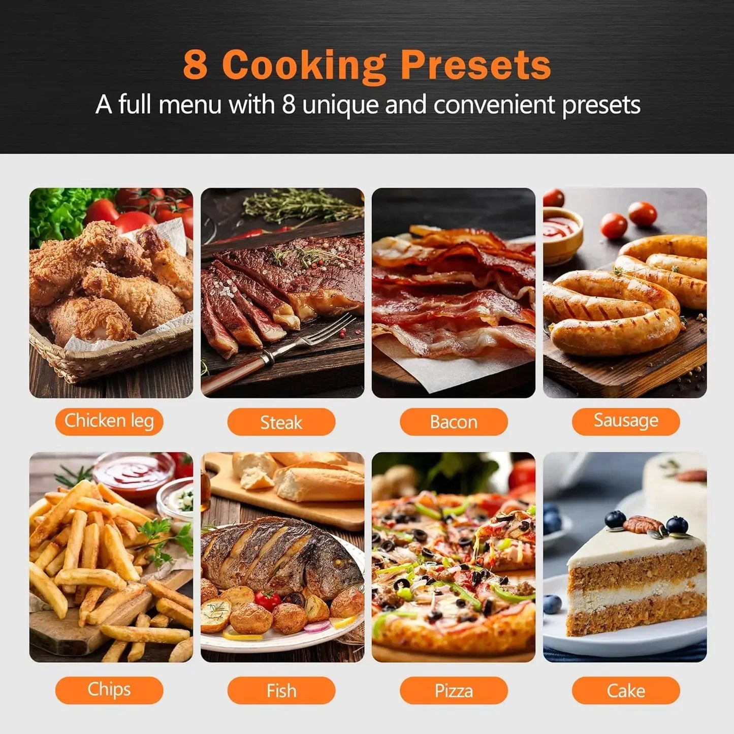 7 Quart Air Fryer, Oilless Electric Cooker with 8 Cooking Functions, LCD Digital Touch Screen with Precise Temperature Control,