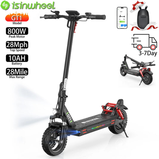 Electric Scooter For Adult Isinwheel 10" With 800W Motor Top Speed 28Mph E-Scooter APP Connection 10AH Range 28Miles Load 330Ibs