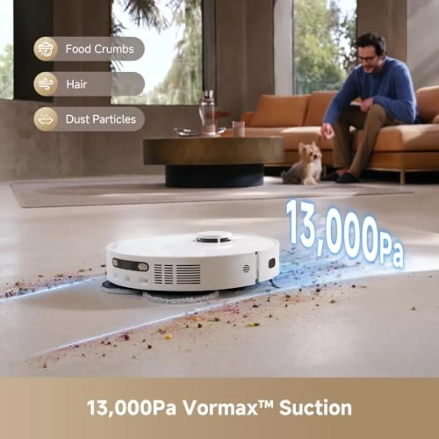 L40s Ultra CE Robot Vacuum and Mop Combo with Self-Emptying Dock 13 000Pa Suction Mop Self-Cleaning and Auto-Raising Ultrasonic