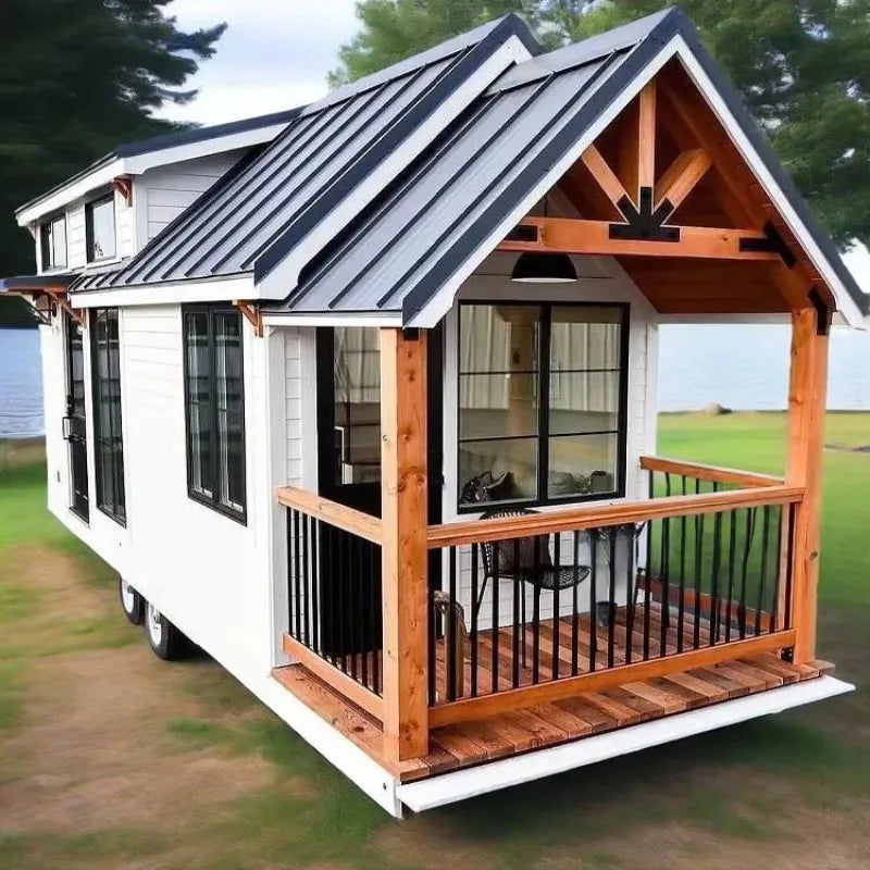 Customized Modern Tiny House Mobile Cabin On Wheels Convenient Trailer House Design For Bedroom Living Room Steel Structure