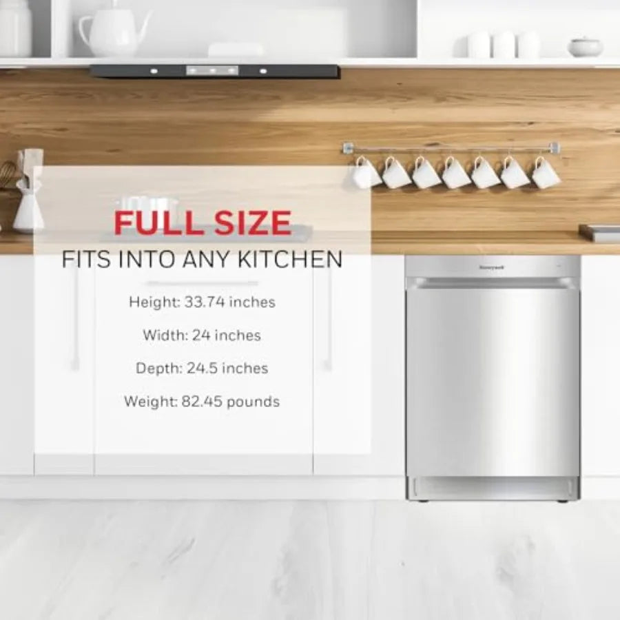 24 Inch Dishwasher with 12 Place Settings 7 Washing Cycles Stainless Steel and Plastic Tub UL/Energy Star Certified Stainless S