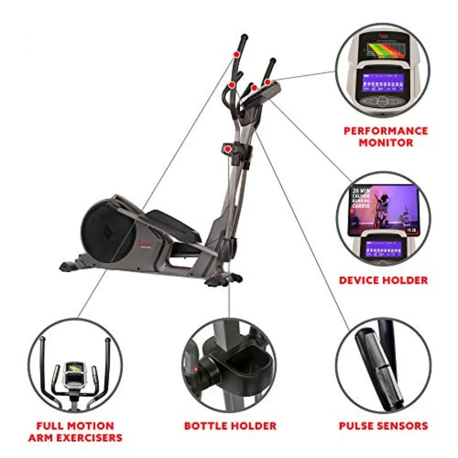 Elliptical Cross Trainer Exercise Machine Cardio Equipment for Home Gym with Pulse Sensor Grips 24 Pre-Bui