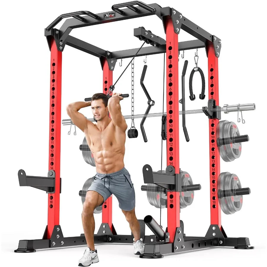 Power Rack Power Cages MultiFunction Squat Rack with Cable Crossover System Selectable More Training Attachment Weight Cage for