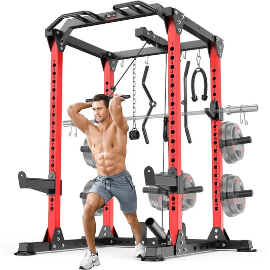 Power Rack Power Cages MultiFunction Squat Rack with Cable Crossover System Selectable More Training Attachment Weight Cage for