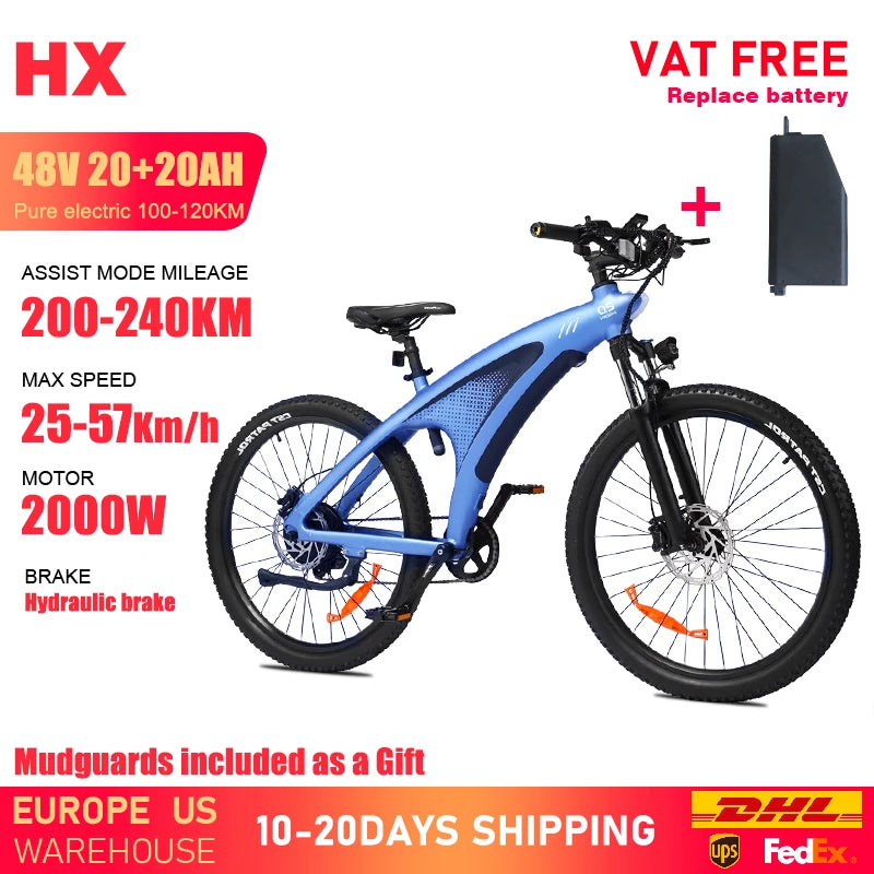 HX Q5 e bike 2000W adult Electric Bike 57KM/H 48V 20AH 27.5 Inch Off-Road Tire electric bicycle City E bikes mountain ebike