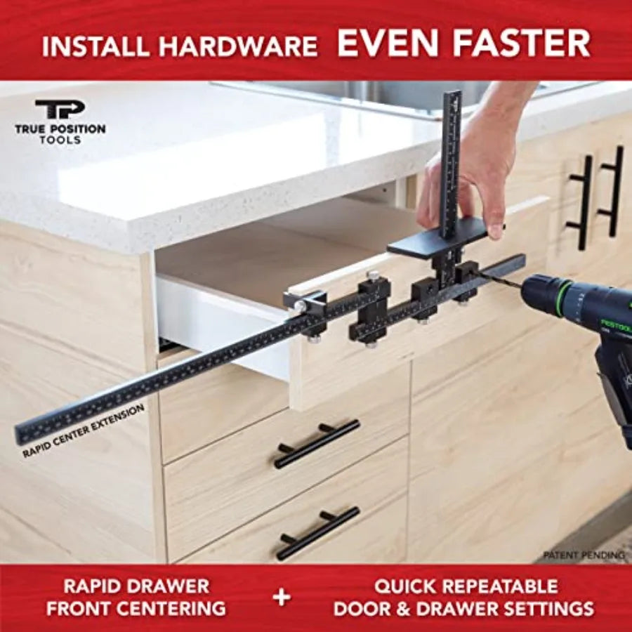 MAX Cabinet Hardware Jig - Install Long Pulls and Shelf Pin Holes - Made In USA - Hand Calibrated by True Position Tools