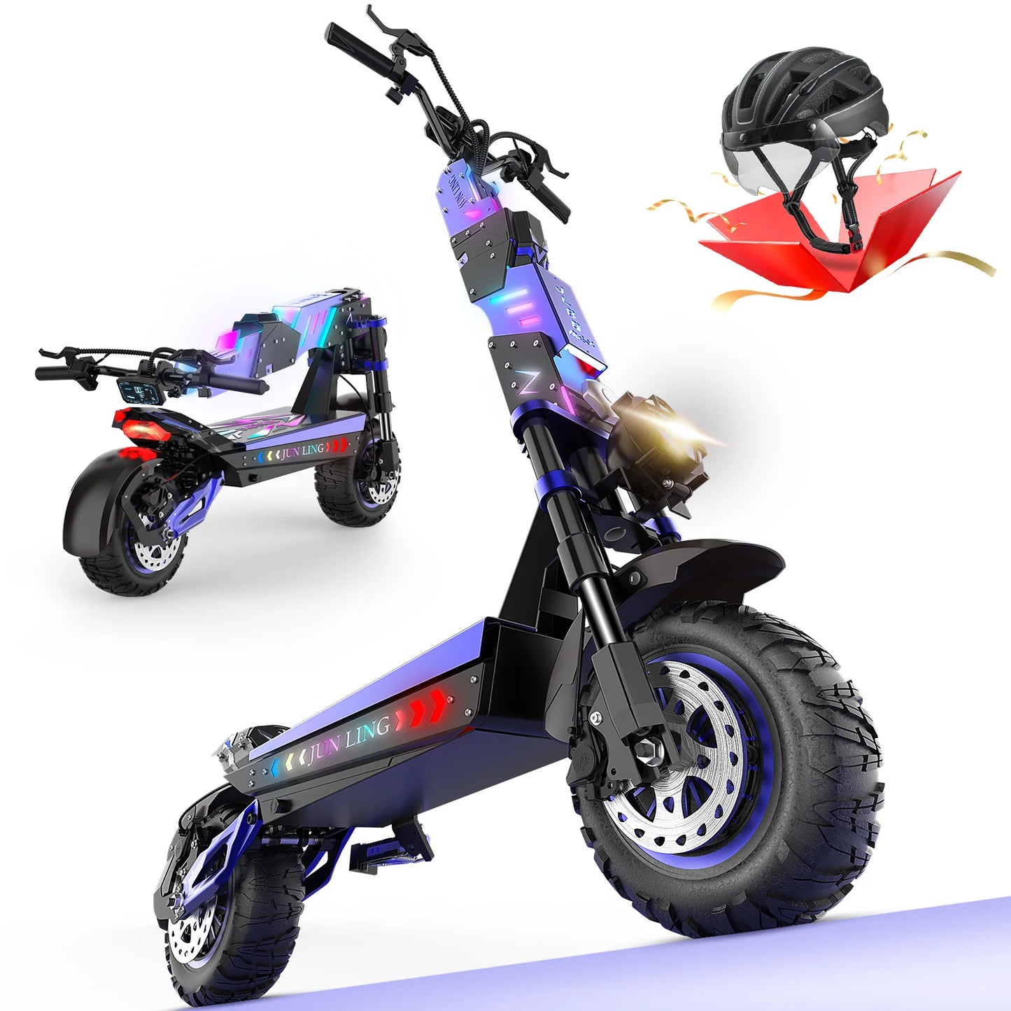 JL80 6000W Dual Motor Electric Scooter for Adults 60V30Ah Battery 40Mph Max Speed 52Mile 12‘’All-Terrain Off-Road Tire Escooter