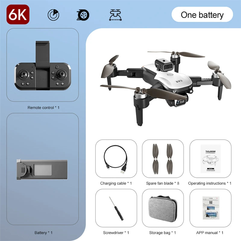 Obstacle Avoidance Brushless Aerial Photography Drone 6K HD Camera Foldable RC UAV 4K WIFI Kid Gift Quadcopter Toys Helicopter