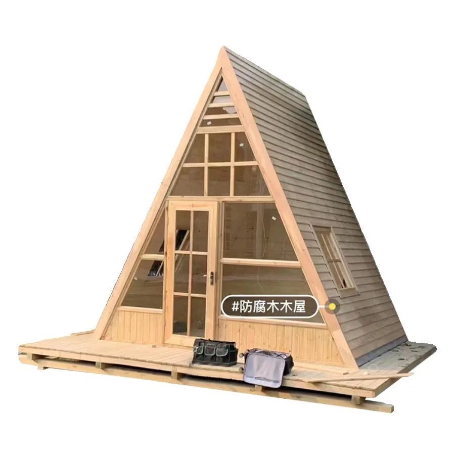 Customized Outdoor preservative wood triangle wooden house Internet celebrities can assemble small house courtyard garden